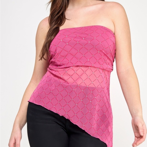 Shannel’s Closet Tops - Strapless Tube Assym Hem Top